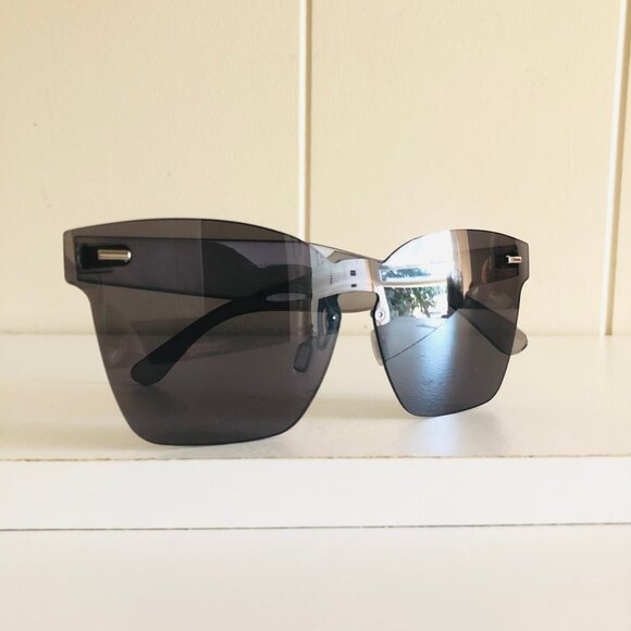 Black Frameless Shield Sunglasses - Picture 7 of 9